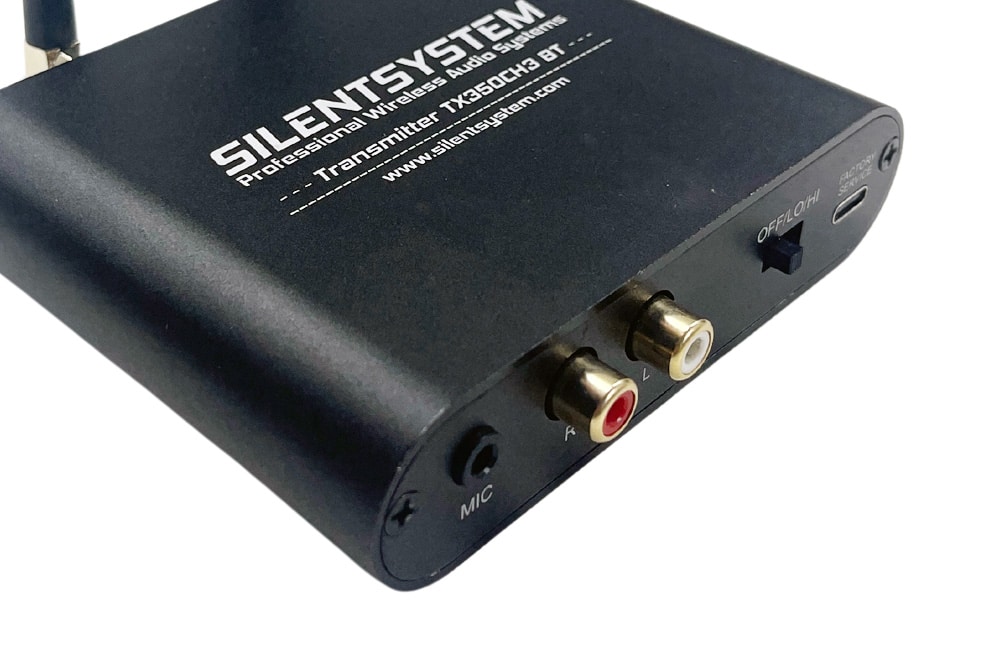 Trasmettitore UHF TX-350 Silentsystem TX-350 zender, ingangen aan de achterkant