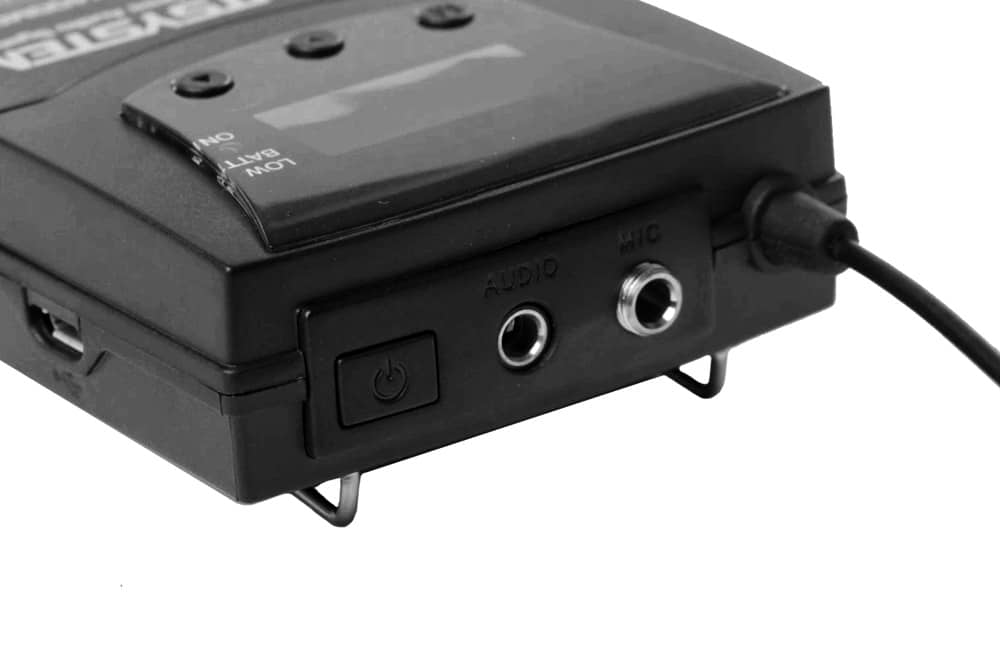 Trasmettitore UHF TX-400 Audio- en microfooningangen van de TX-400 Mobi zender
